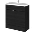 Hudson Reed Fusion 800mm Charcoal Black Floor Standing 2 Door Vanity Unit with Basin