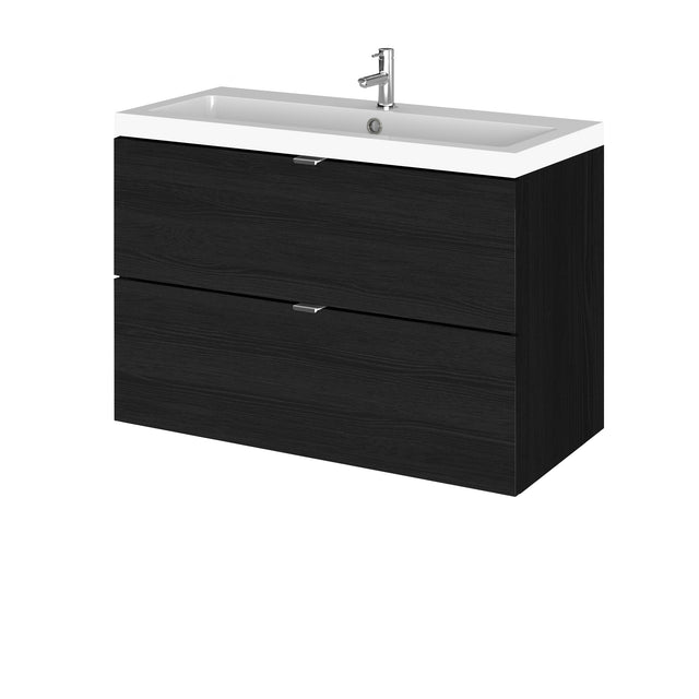 Hudson Reed Fusion 800mm Charcoal Black 2 Drawer Wall Hung Vanity Unit & Basin With Soft Close Drawers