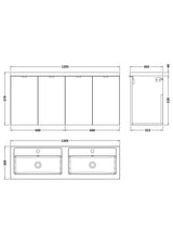 Hudson Reed Fusion 1200mm Charcoal Black Wall Hung Vanity Unit with Twin Basin