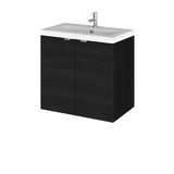 Hudson Reed Fusion 600mm Charcoal Black Wall Hung 2 Door Vanity Unit & Ceramic Basin