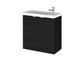 Hudson Reed Fusion 500mm Charcoal Black Wall Hung 2 Door Vanity Unit & Polymarble Basin