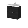 Hudson Reed Fusion 500mm Charcoal Black Wall Hung 2 Drawer Vanity Unit & Ceramic Basin