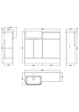 Hudson Reed Fusion 1000mm Charcoal Black Floor Standing Vanity Toilet Basin Unit