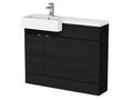 Hudson Reed Fusion 1100mm Charcoal Black Floor Standing 2 Door Vanity Unit & Toilet with Semi Recessed Basin
