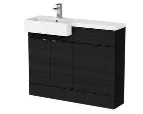 Hudson Reed Fusion 1100mm Charcoal Black Floor Standing 2 Door Vanity Unit & Toilet with Semi Recessed Basin