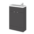 Hudson Reed Fusion 600mm Gloss Grey Floor Standing 2 Door Vanity Unit & Basin