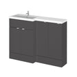 Hudson Reed Fusion 1200mm Left Hand Gloss Grey Floor Standing 4 Door Vanity Basin Combination