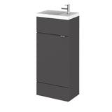 Hudson Reed Fusion Compact 400mm Gloss Grey Floor Standing 1 Door Vanity Unit & Basin