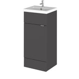 Hudson Reed Fusion 400mm Gloss Grey Floor Standing 1 Door Vanity Unit with Basin
