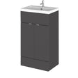 Hudson Reed Fusion 500mm Gloss Grey Floor Standing 2 Door Vanity Unit & Basin