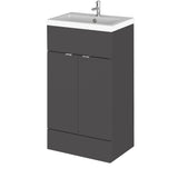 Hudson Reed Fusion 500mm Gloss Grey Floor Standing 2 Door Vanity Unit & Basin