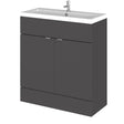 Hudson Reed Fusion 805mm Gloss Grey Floor Standing 2 Door Vanity Unit With Polymarble Basin