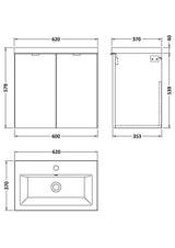 Hudson Reed Fusion 600mm Wall Hung 2 Door Vanity Unit & Ceramic Basin With Soft Close Doors