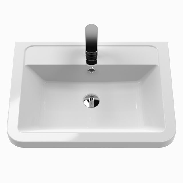 Hudson Reed Solar 600mm Indigo Blue Floor Standing 2 Drawer Vanity Unit With Ceramic Basin