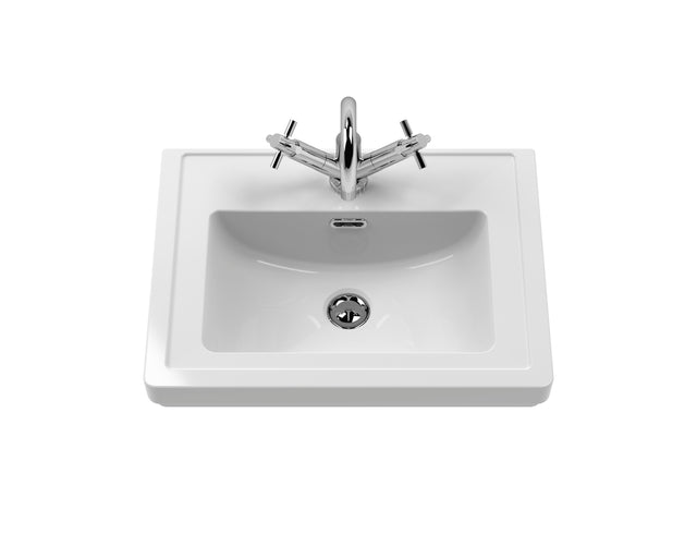Hudson Reed Bexley 500mm Fern Green Floor Standing 1 Drawer Vanity Unit with 1 Tap Hole Basin