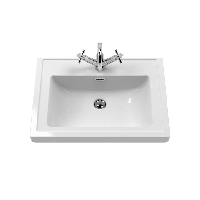 Hudson Reed Bexley 600mm Indigo Blue Floor Standing 1 Drawer Vanity Unit with 1 Tap Hole Fireclay Basin