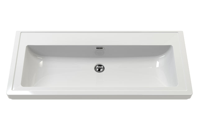 Bexley Floor Standing 1 Drawer Vanity & 0 Tap Hole Contemporary Fireclay Basin, 600mm - Indigo Blue