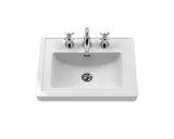 Hudson Reed Bexley 500mm Pure White Floor Standing 1 Drawer Vanity Unit with 3 Tap Hole Fireclay Basin