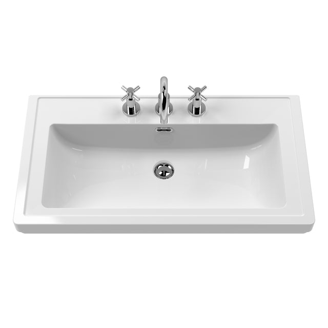 Hudson Reed Bexley 800mm Floor Standing 1 Drawer Vanity Unit with 3 Tap Hole Fireclay Basin
