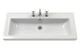 Hudson Reed Bexley 600mm Indigo Blue Floor Standing 1 Drawer Vanity Unit with 3 Tap Hole Fireclay Basin