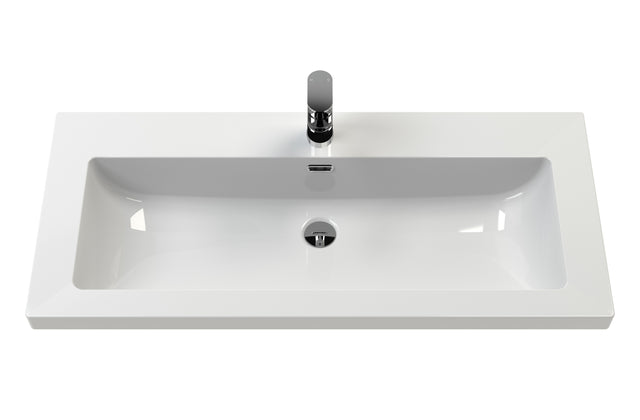 Hudson Reed Bexley 800mm Pure White Floor Standing 1 Drawer Vanity & 1 Tap Hole Basin With Soft Close Drawer