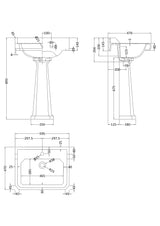 Hudson Reed Richmond Traditional 600mm 1 Tap Hole Basin & Pedestal