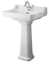 Hudson Reed Richmond 600mm 1 Tap Hole Comfort Height Pedestal Basin