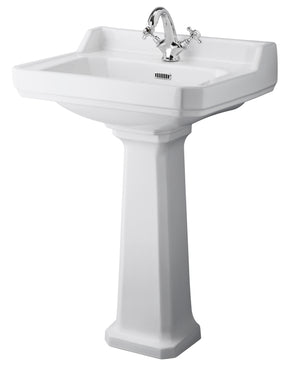 Hudson Reed Richmond 600mm 1 Tap Hole Comfort Height Pedestal Basin