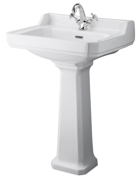 Hudson Reed Richmond 600mm 1 Tap Hole Comfort Height Pedestal Basin