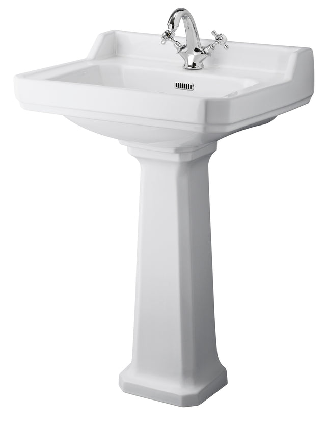 Hudson Reed Richmond 600mm 1 Tap Hole Comfort Height Pedestal Basin