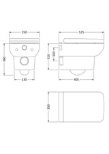 Hudson Reed Arlo Square Wall Hung Toilet Including Seat