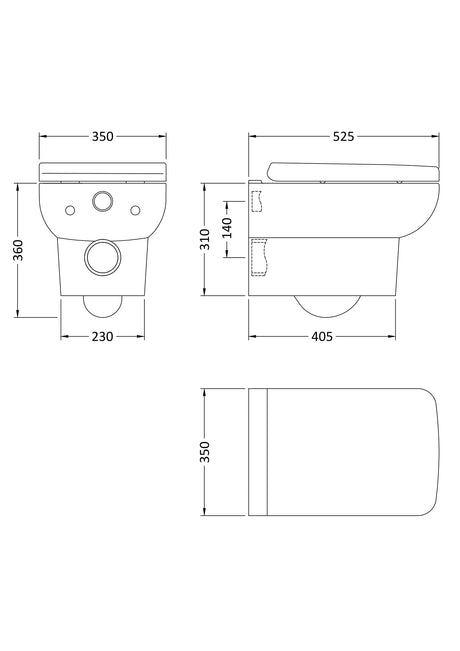 Hudson Reed Arlo Square Wall Hung Toilet Including Seat