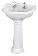 Chancery 600mm Basin & Pedestal 2 Tap Hole