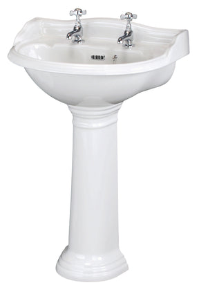 Chancery 600mm Basin & Pedestal 2 Tap Hole