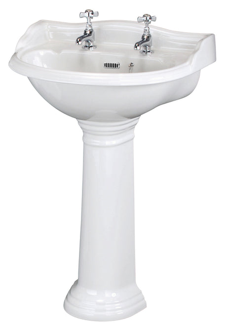 Chancery 600mm Basin & Pedestal 2 Tap Hole