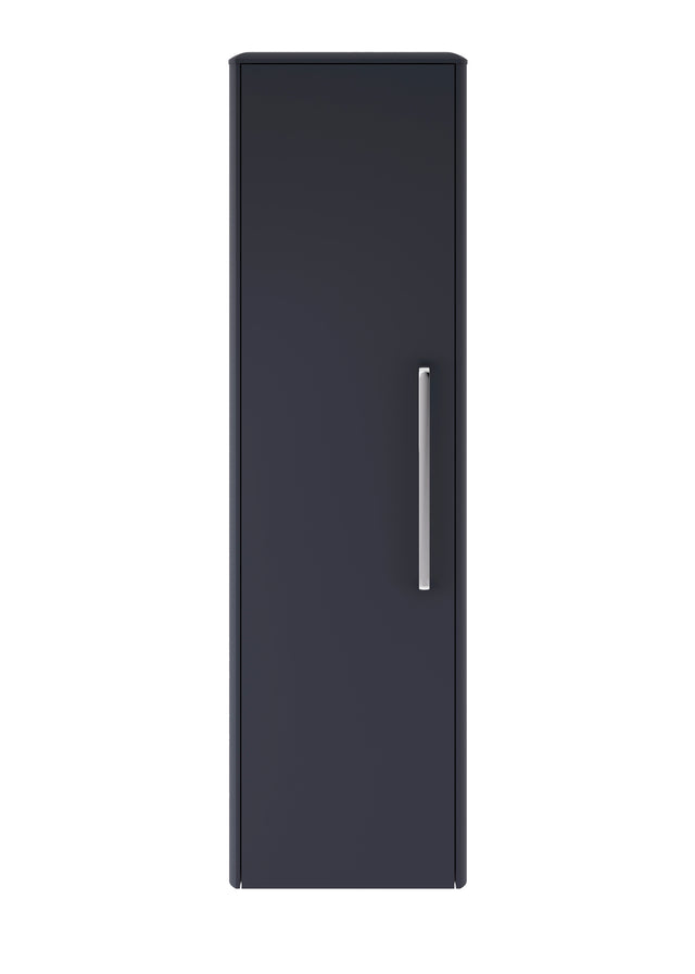 Hudson Reed Solar 350mm 1 Door Indigo Blue Wall Hung Tall Cabinet With Handles