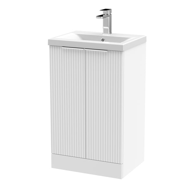 Hudson Reed Fluted 500mm Floor Standing 2-Door Vanity Unit Including Basin