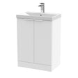 Hudson Reed Fluted 600mm Floor Standing 2-Door Vanity Unit with Thin-Edge Basin