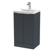 Hudson Reed Fluted 510mm Soft Black Floor Standing 2-Door Vanity Unit With Basin