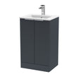 Hudson Reed Fluted 500mm Floor Standing 2-Door Vanity Unit With Basin