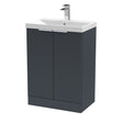 Hudson Reed Fluted 600mm Floor Standing 2-Door Vanity Unit Including Basin