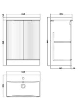 Hudson Reed Fluted 600mm Floor Standing 2-Door Vanity Unit Including Basin