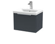 Hudson Reed Fluted 500mm Soft Black Wall Hung Single Drawer Vanity Unit with Basin