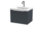 Hudson Reed Fluted 500mm Soft Black Wall Hung Single Drawer Vanity Unit with Basin