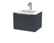 Hudson Reed Fluted 500mm Soft Black Wall Hung Single Drawer Vanity Unit With Basin