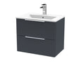 Hudson Reed Fluted 600mm Soft Black Wall Hung 2-Drawer Vanity Unit With Basin