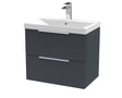 Hudson Reed Fluted 600mm Soft Black Wall Hung 2-Drawer Vanity Unit With Thin-Edge Basin