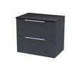 Hudson Reed Fluted 600mm Soft Black Wall Hung 2-Drawer Vanity Unit With Laminate Top
