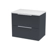 Hudson Reed Fluted 600mm Soft Black Wall Hung 2-Drawer Vanity Unit Including Laminate Top