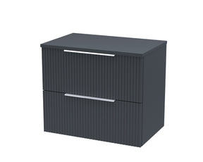 Hudson Reed Fluted 600mm Wall Hung 2-Drawer Vanity Unit With Worktop